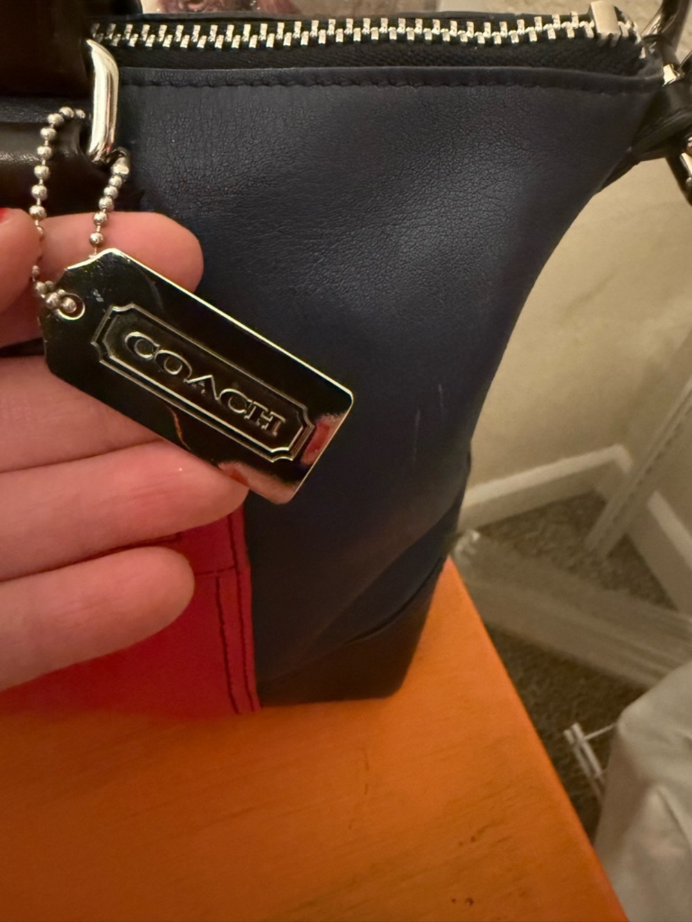 COACH Legacy Molly Colorblock Satchel in Pink & Navy EUC - Picture 3 of 16